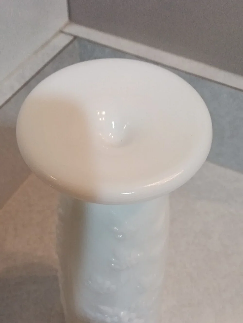 White Milk Glass Pedestal Vase with Grape Motif